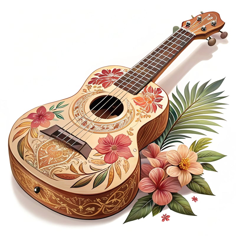 Watercolor Hawaiian Ukulele Clipart
