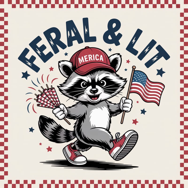 Vintage Patriotic Raccoon Graphic Design