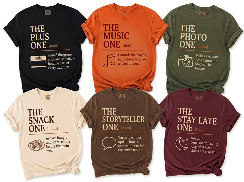 Six Unique Group Member Shirt Designs