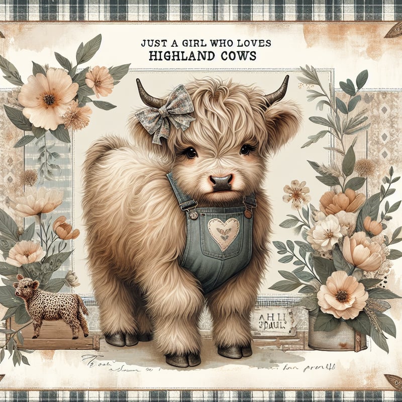 Fluffy Highland Cow Illustration