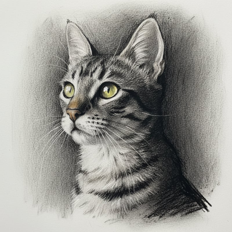 Minimalist Charcoal Pet Drawing