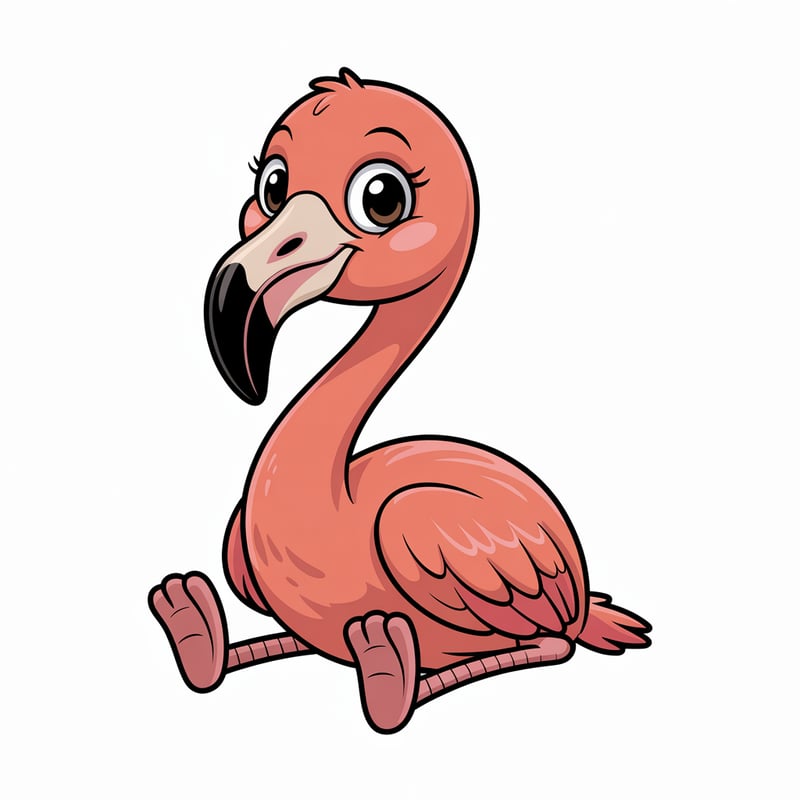 Cute Animated Flamingo Nursery Art