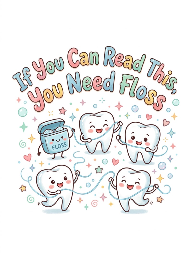 Playful Flossing Cartoon Illustration