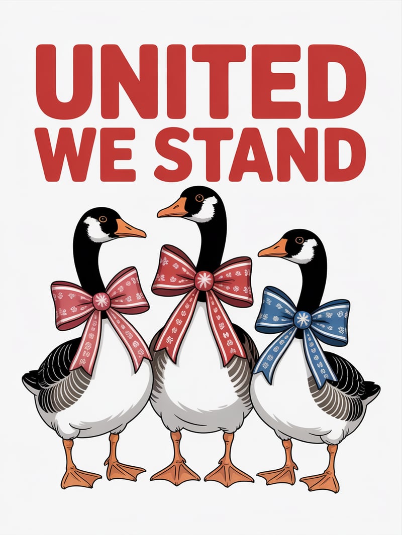 Goose Family with Patriotic Bows