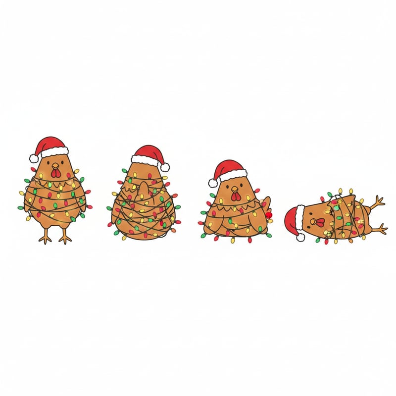 Chickens Wrapped in Christmas Lights