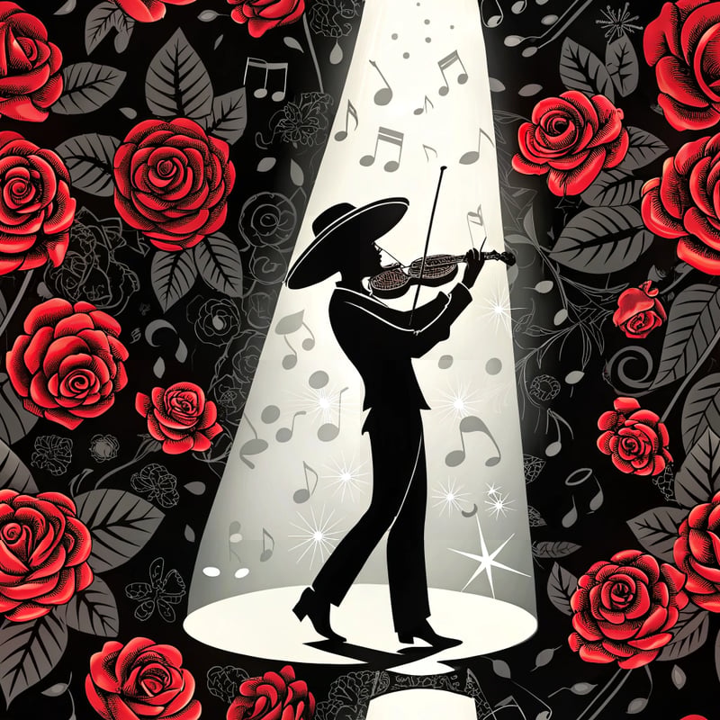 Elegant Mariachi Violin Silhouette