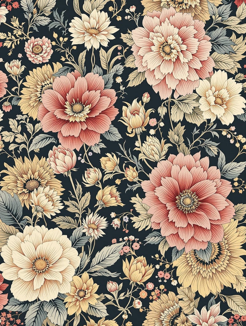 Modern Vintage Floral Tapestry Design