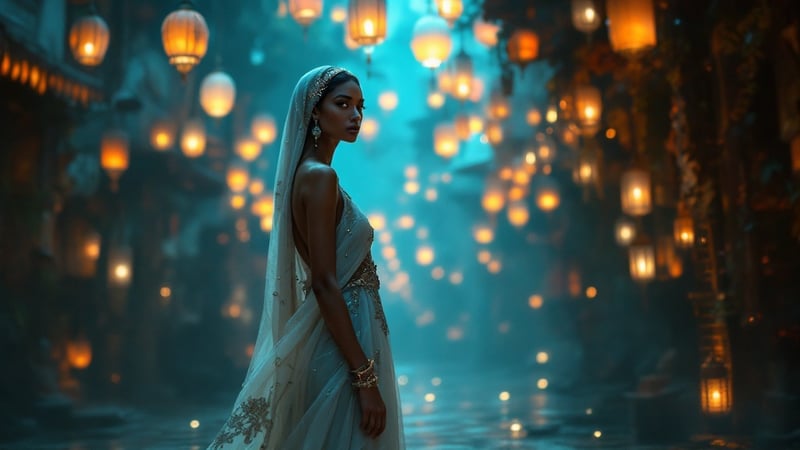 Surreal Moroccan Night Fashion Scene