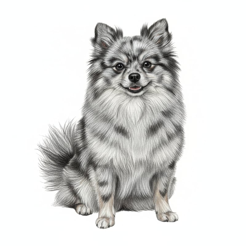 Realistic Merle Pomeranian Drawing