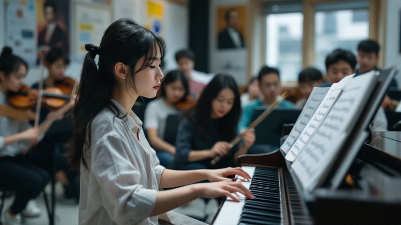 Korean Girl Composes with Ensemble