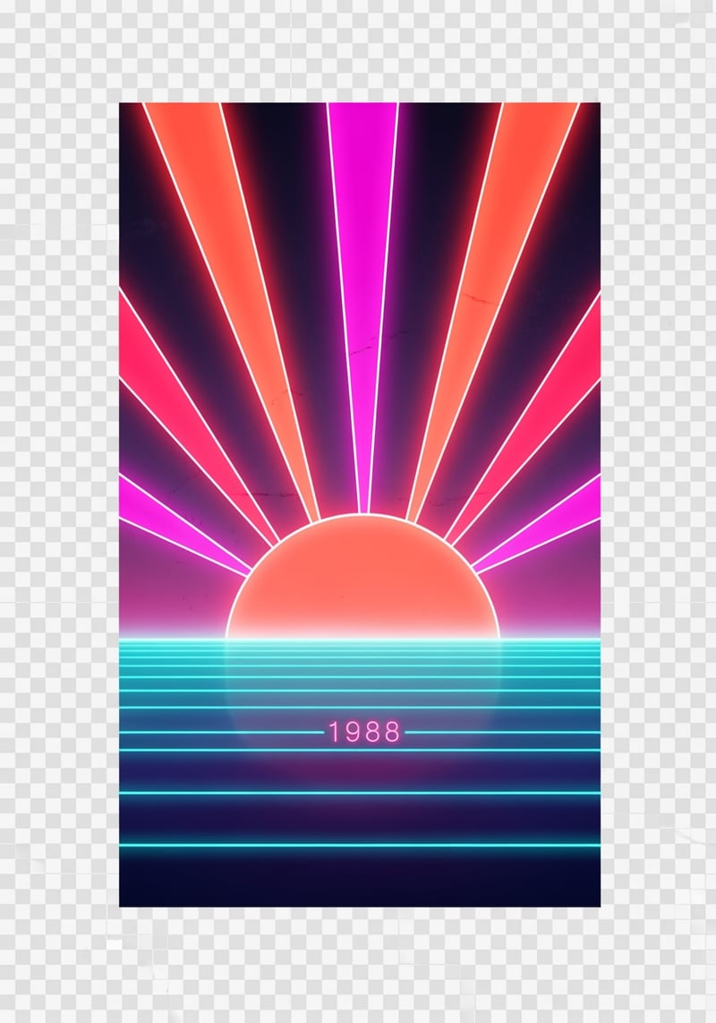 1980s Neon Sunset Emblem