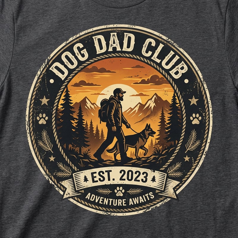 Dog Dad Club Rustic T-Shirt Design