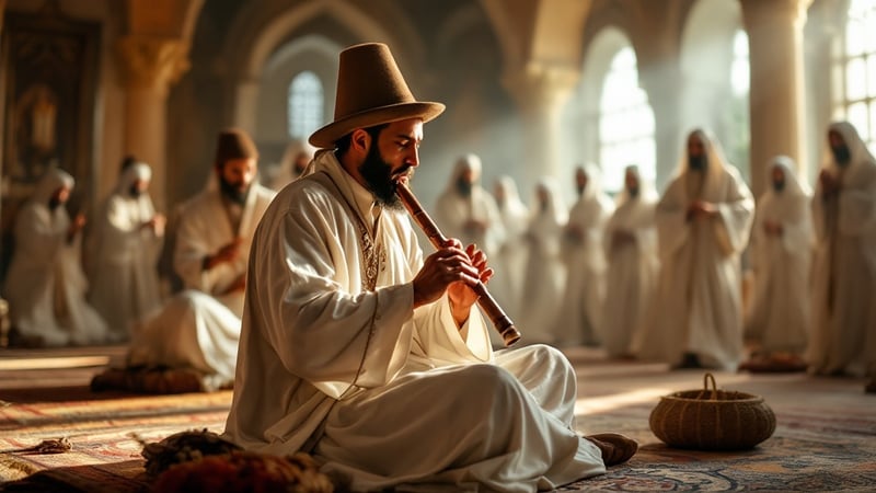 Turkish Neyzen in Sufi Lodge