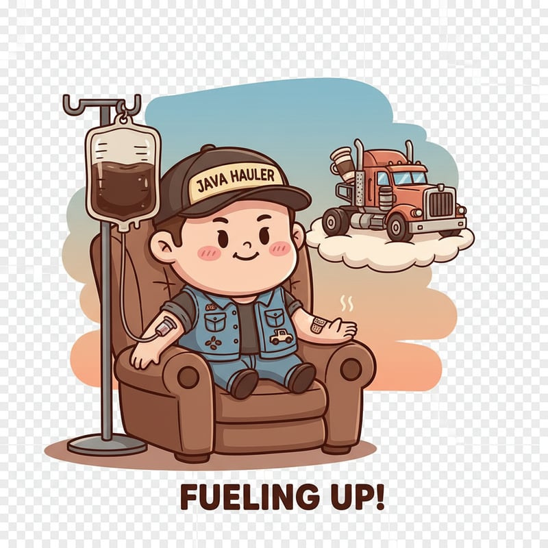 Cute Trucker with Coffee IV Drip