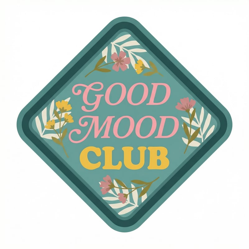 Good Mood Floral Badge Vector