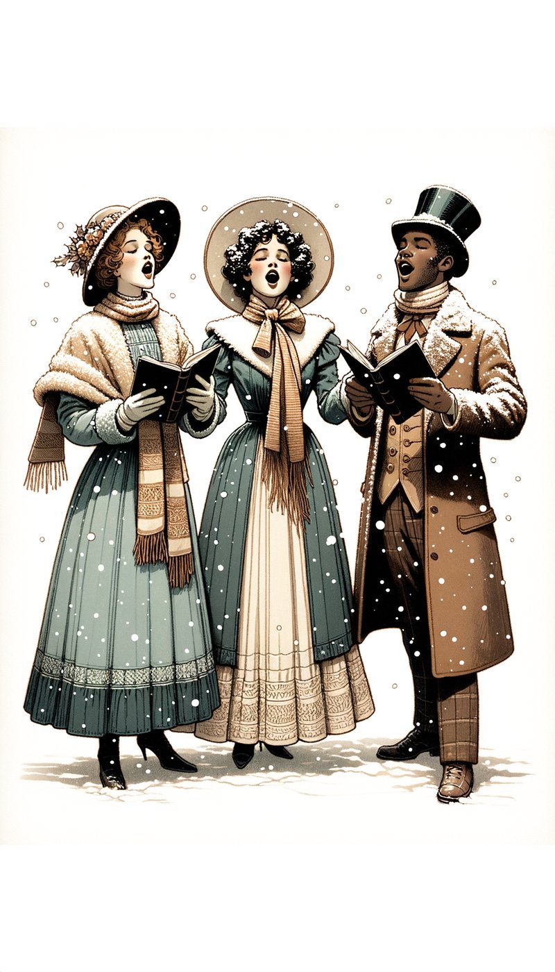 Vintage Carolers Clipart Illustration
