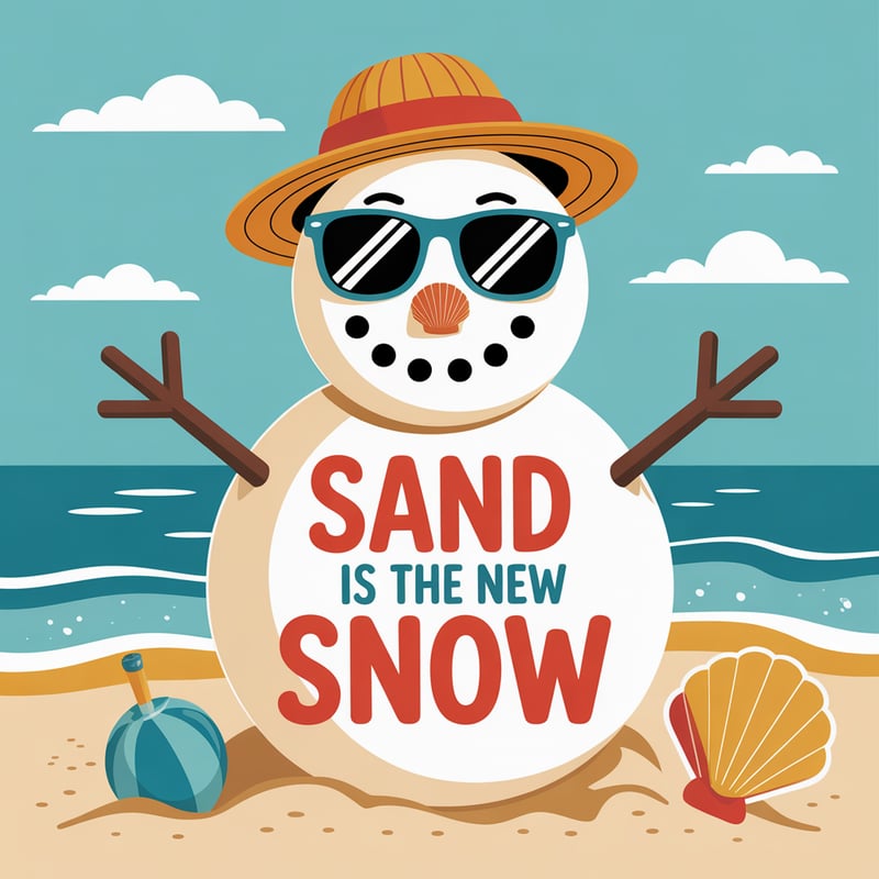 Playful Sand Snowman Vector Art