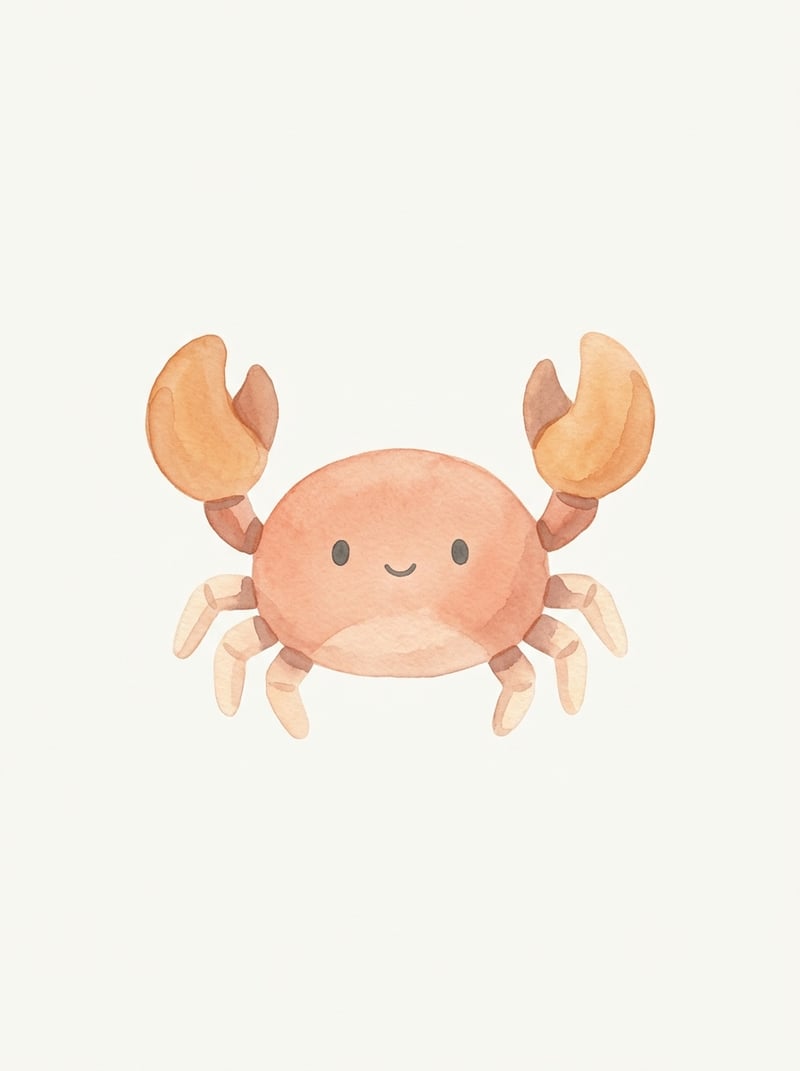 Kawaii Watercolor Baby Crab Art