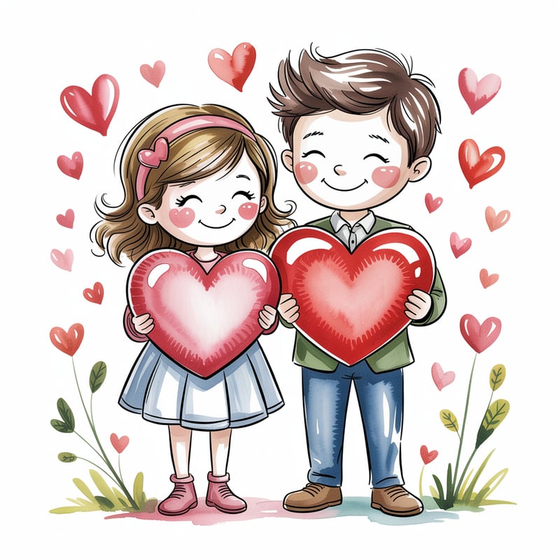 Whimsical Watercolor Couple Sketch