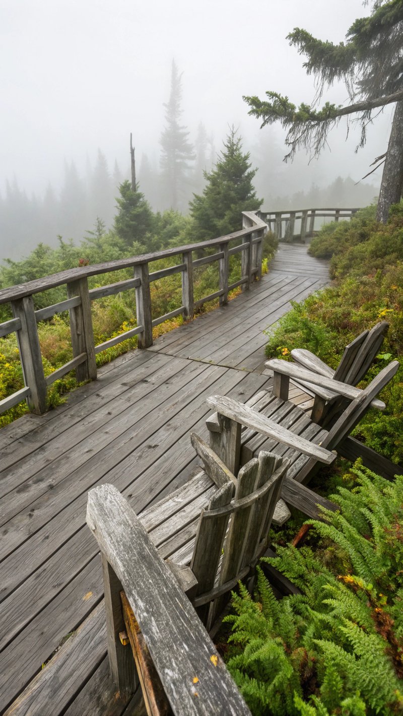Weathered Cedar Deck in Pine Forest
