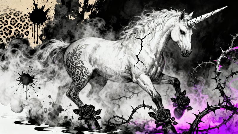 Gothic Spectral Unicorn Illustration