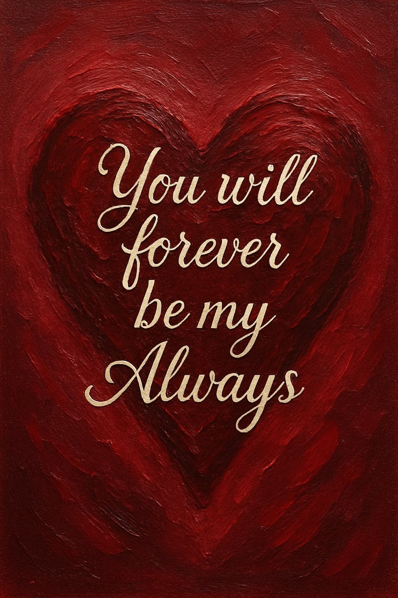 Ivory Script on Crimson Heart Canvas
