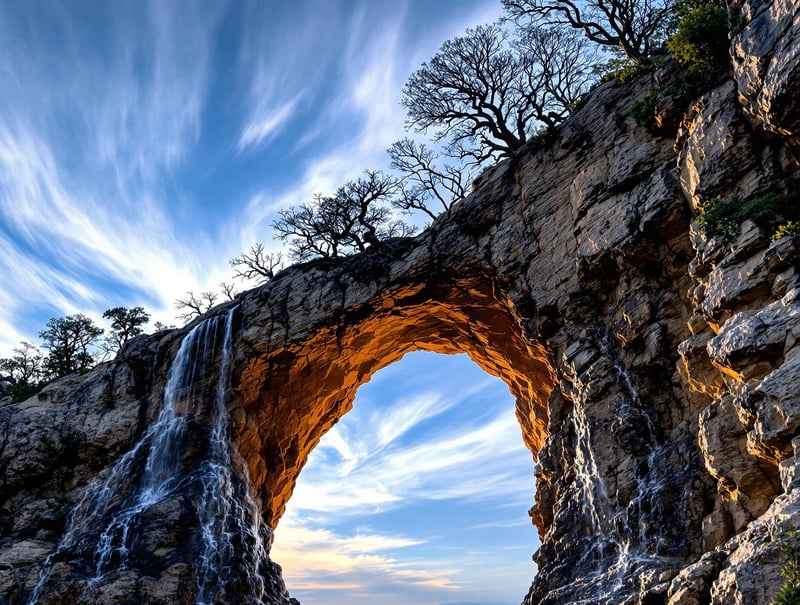 Dramatic Natural Arch Landscape Photo