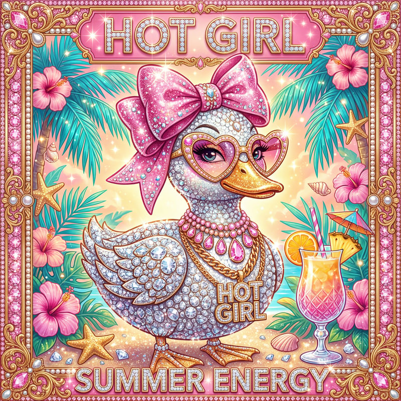 Glamorous Diamond Duck Summer Art