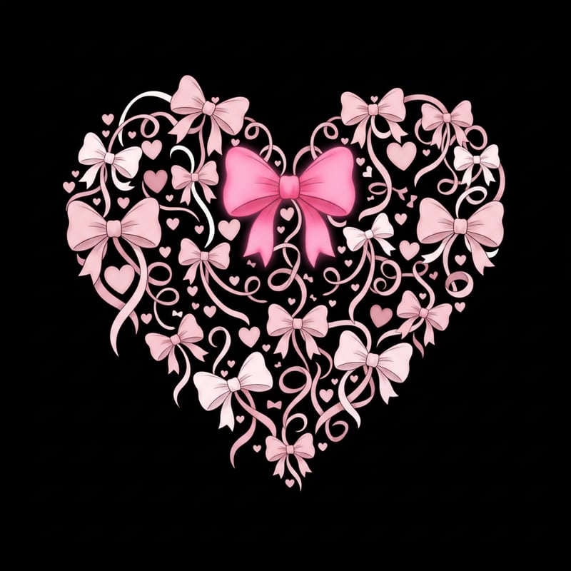 Pink Heart-Shaped Bow Illustration