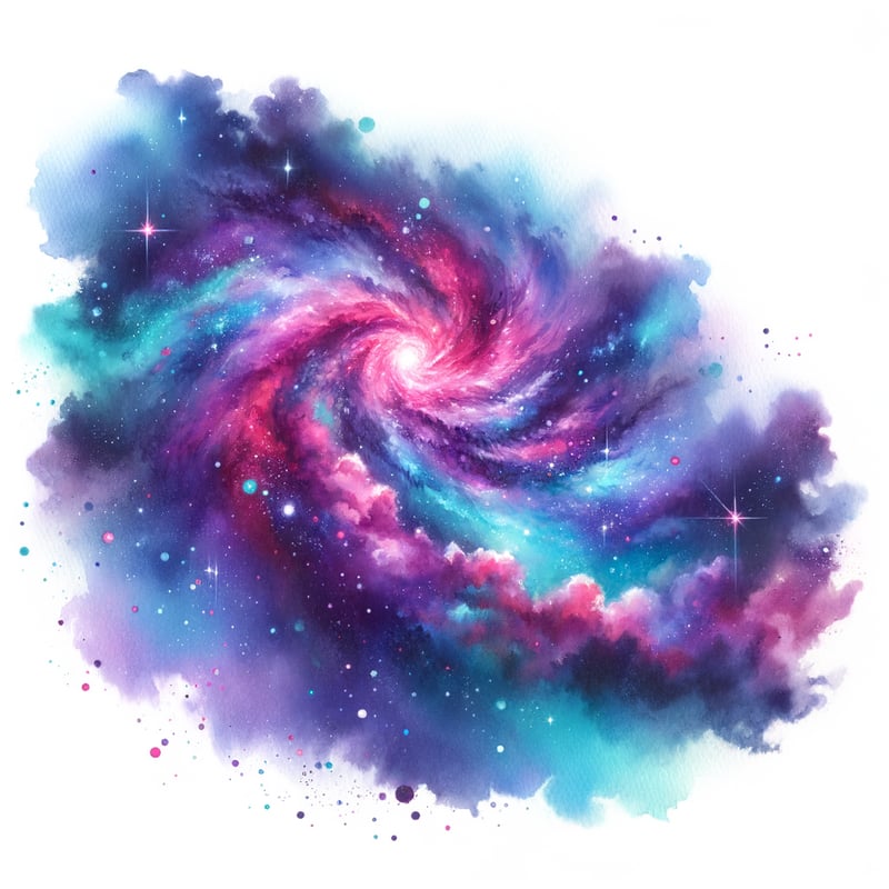 Cosmic Night Sky Watercolor Clipart