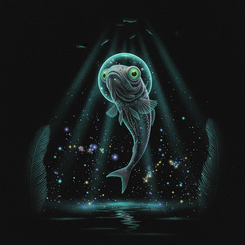 1990s Airbrush Deep-Sea Fish Art