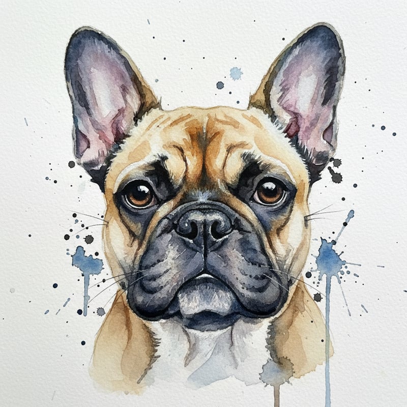 Watercolor French Bulldog Portrait