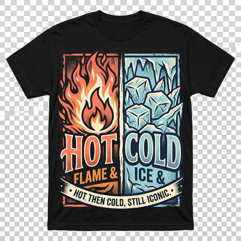 Split Flame and Ice T-Shirt Design