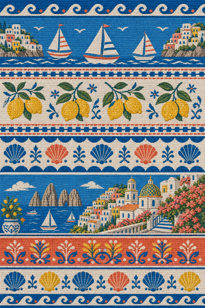 Woven Texture with Coastal Motifs