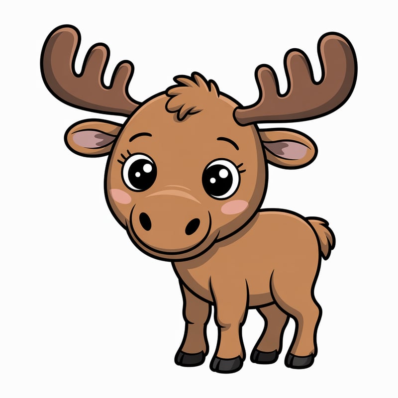 Cute Animated Baby Moose Art