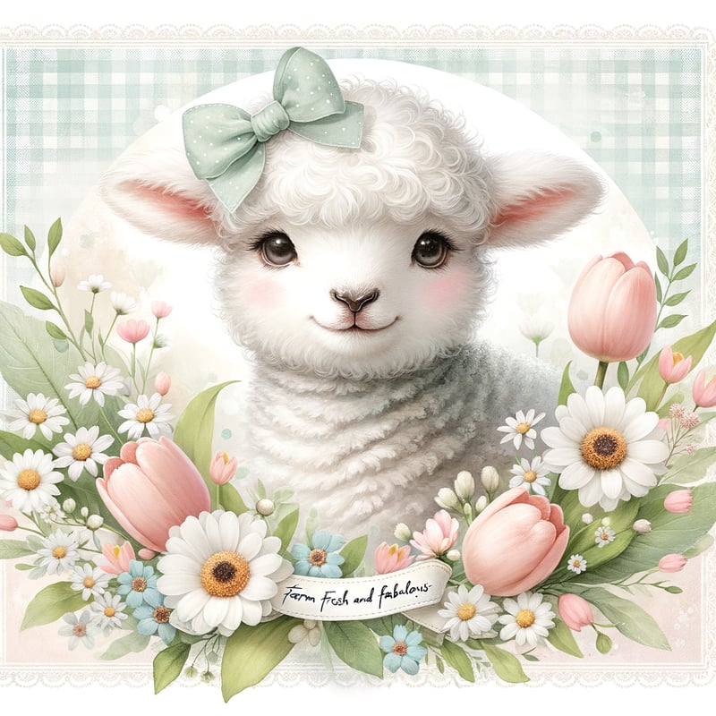 Fluffy Baby Lamb Spring Illustration