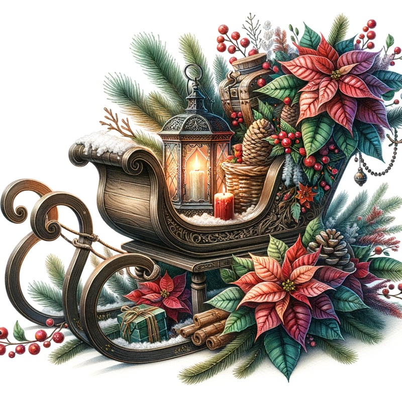 Vintage Watercolor Sleigh Illustration