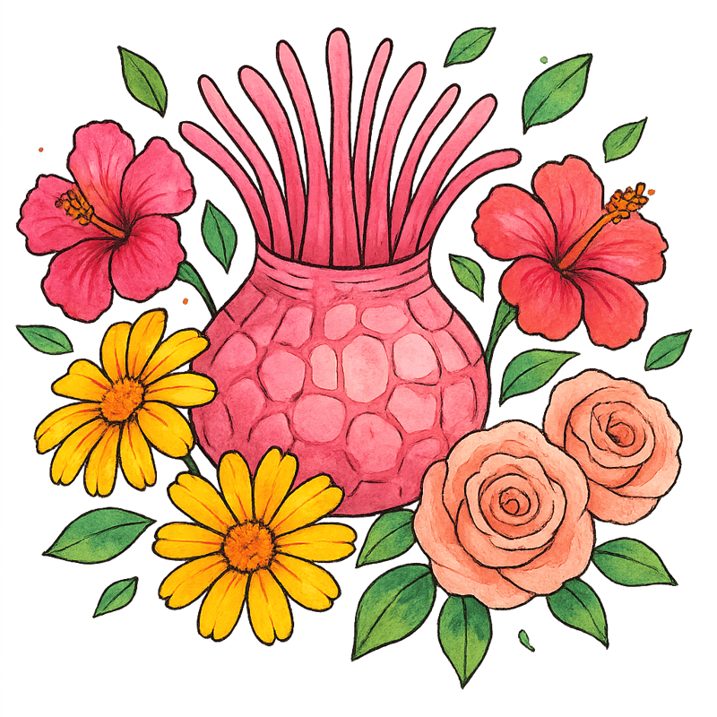 Watercolor Pink Sea Anemone Illustration