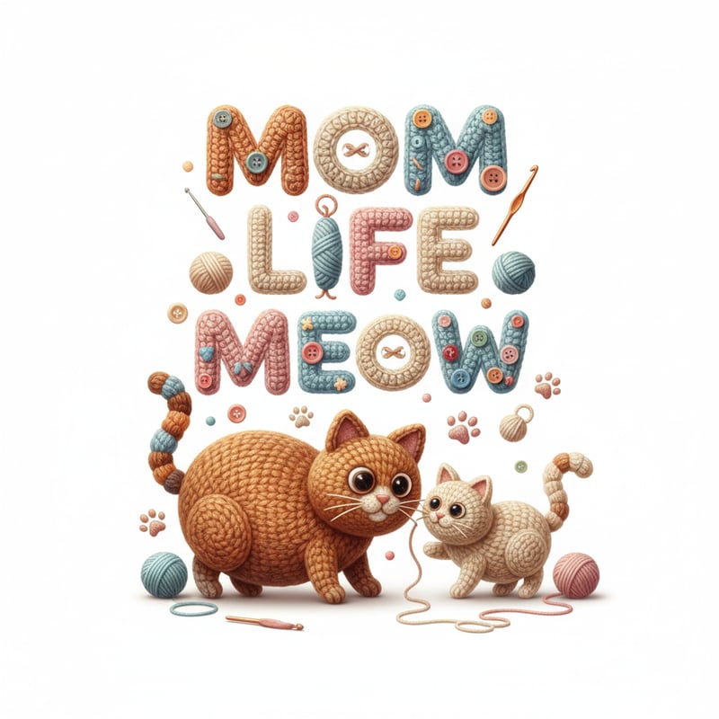 Mom Life Meow Yarn Art