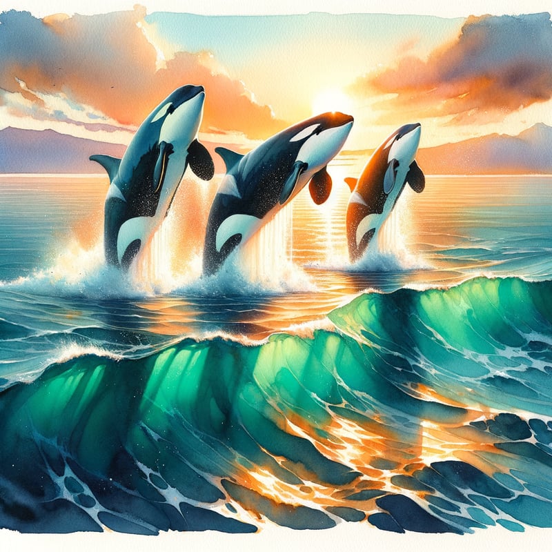 Orcas Breaching in Tropical Waters