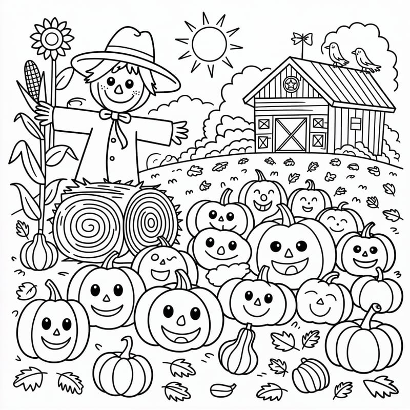 Kawaii Harvest Coloring Page