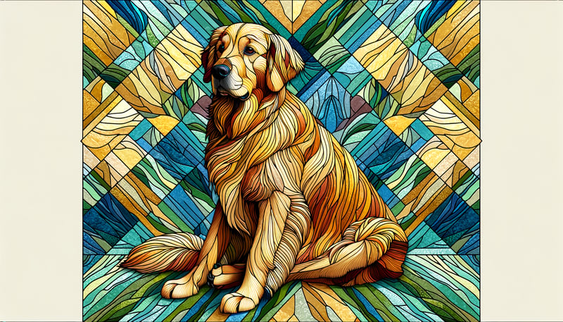 Stained Glass Golden Retriever Art