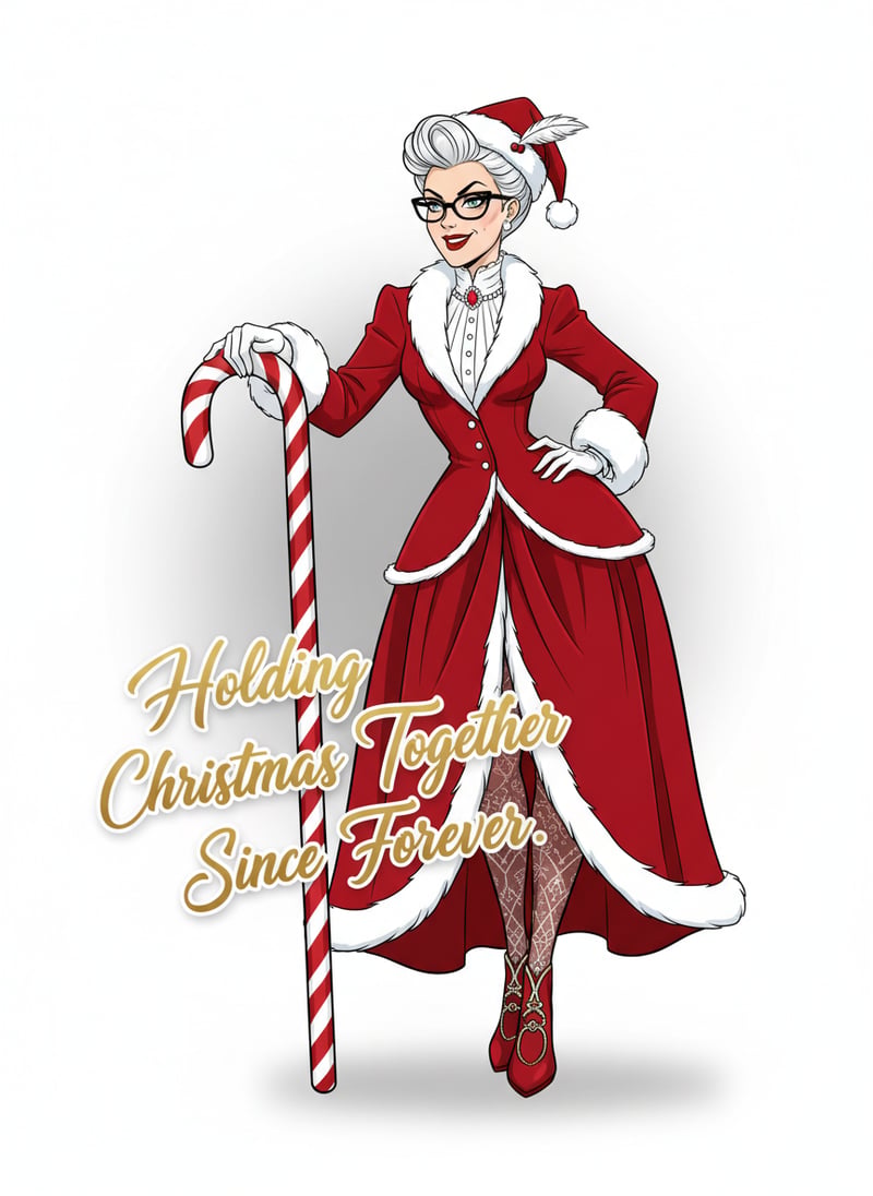 Stylish Mrs. Claus with Candy Cane