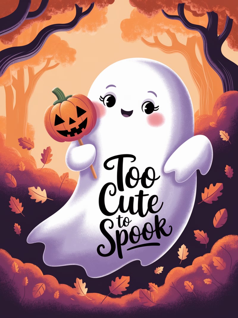 Chubby Ghost with Pumpkin Lollipop