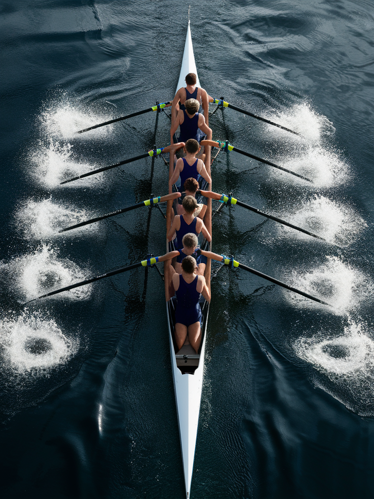 Rowing Team in Perfect Unison