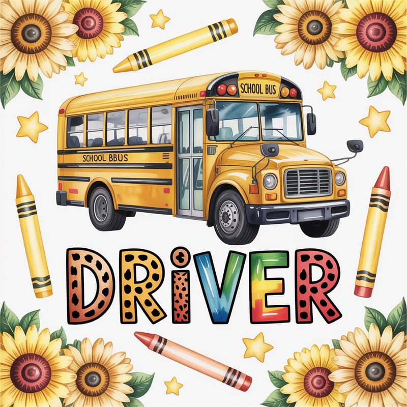Vibrant Yellow School Bus Watercolor