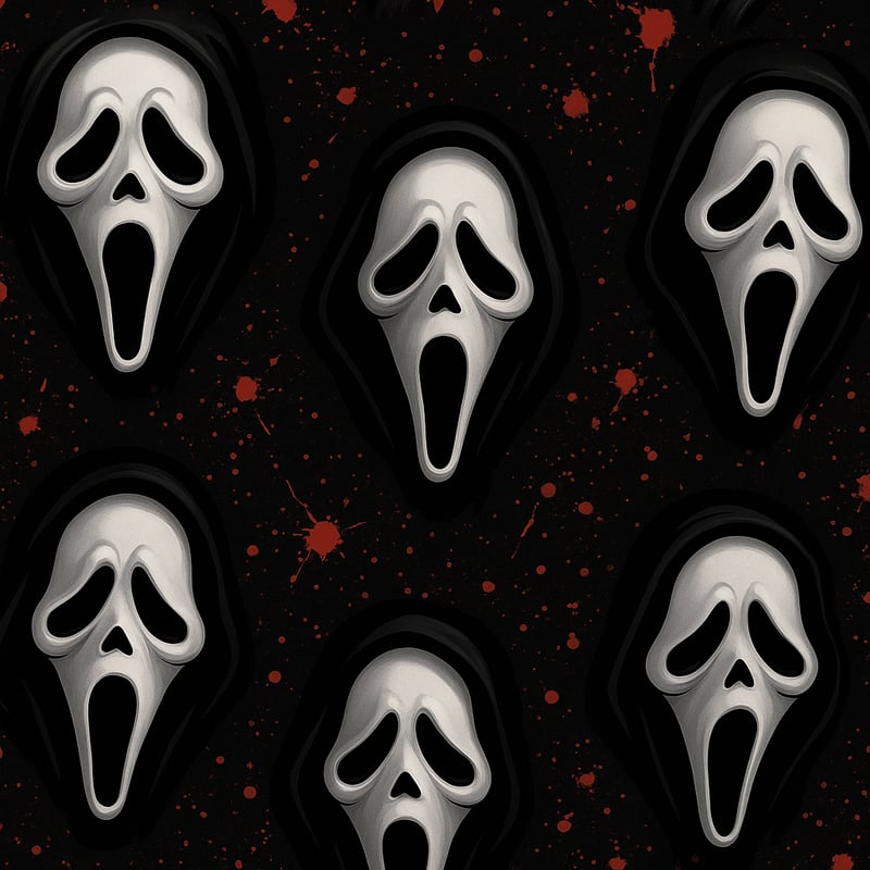 Seamless Ghost Face Horror Pattern