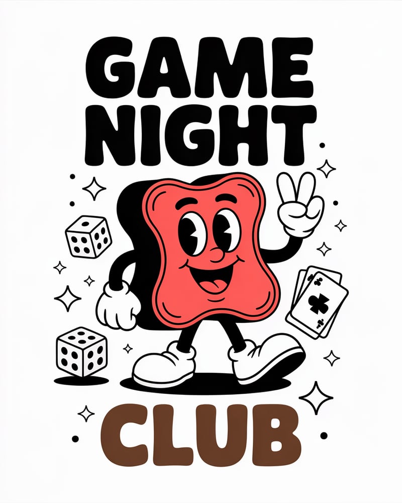 Retro Cartoon Game Piece Design