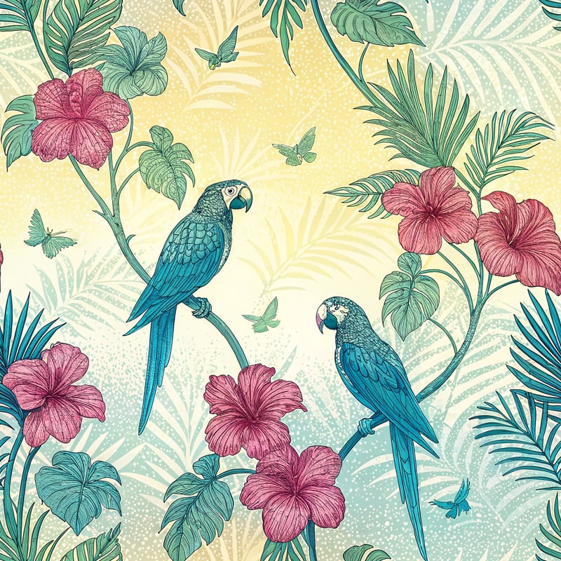 Seamless Tropical Parrot Pattern