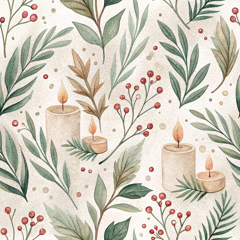 Modern Boho Christmas Foliage Pattern